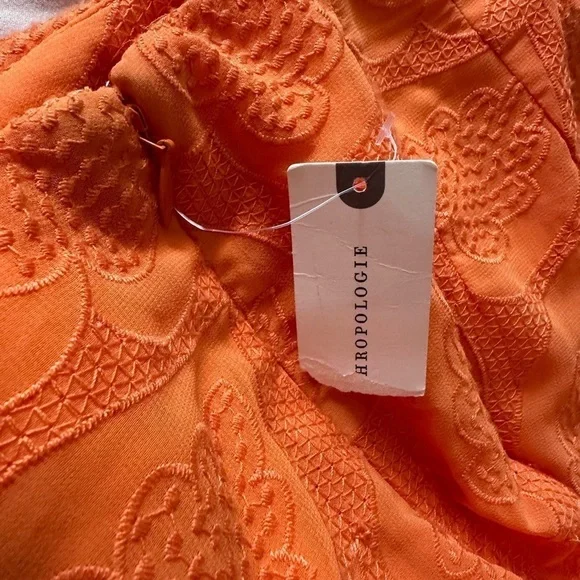 Anthropologie Maeve Slim Ruffle Wrap Skirt in Orange - Size 10 NWT - Picture 9 of 10